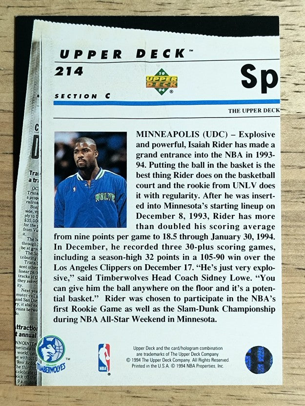 1993-94 Upper Deck SE #214 Isaiah Rider TH
