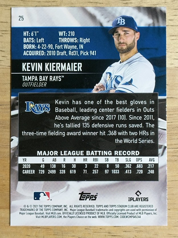 2021 Stadium Club #25 Kevin Kiermaier