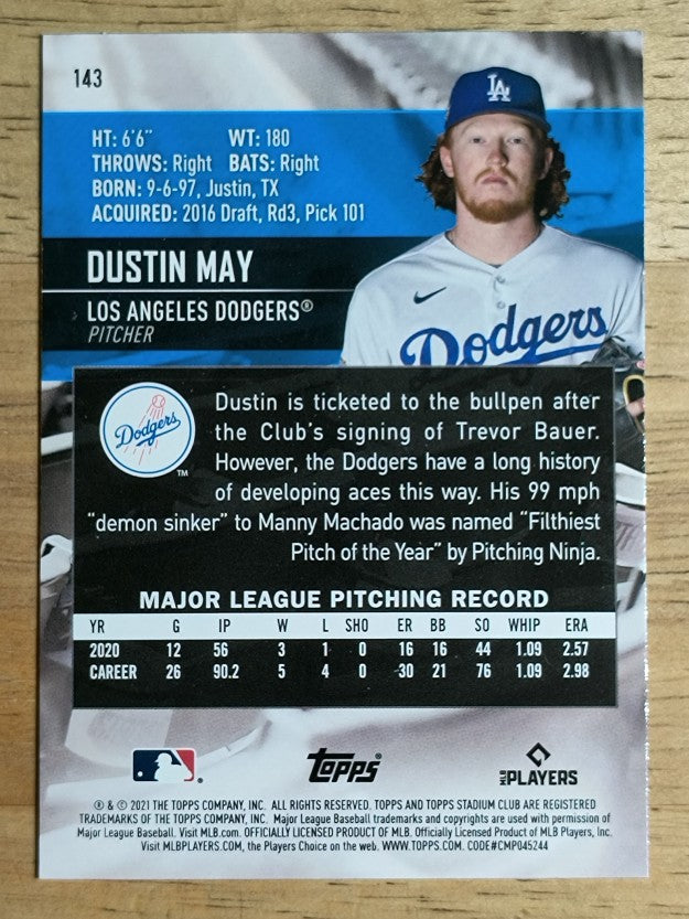 2021 Stadium Club #143 Dustin May