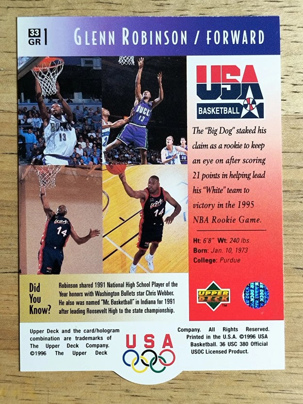1996 Upper Deck USA #33 Glenn Robinson