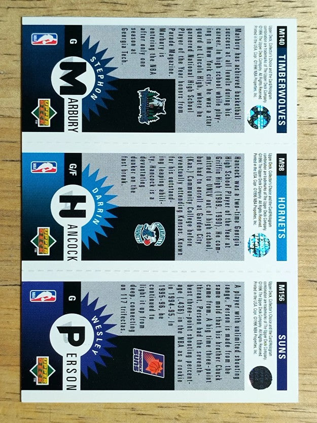 1996-97 Collector's Choice Mini-Cards M140 Stephon Marbury/Hancock/Wesley Person