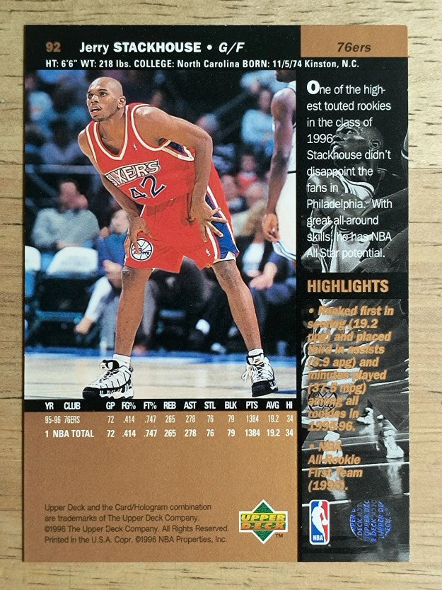 1996-97 Upper Deck #92 Jerry Stackhouse