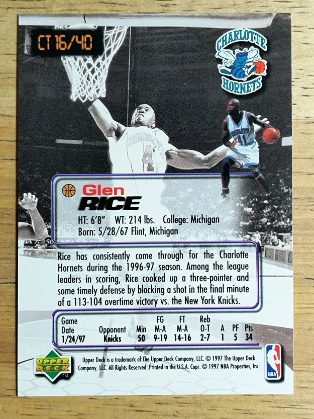 1997 Upper Deck Nestle Crunch Time #CT16 Glen Rice