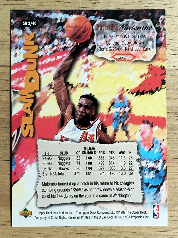 1997 Upper Deck Nestle Slam Dunk #3 Dikembe Mutombo