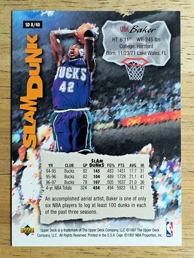1997 Upper Deck Nestle Slam Dunk #8 Vin Baker