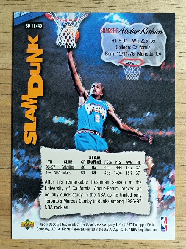 1997 Upper Deck Nestle Slam Dunk #11 Shareef Abdur-Rahim