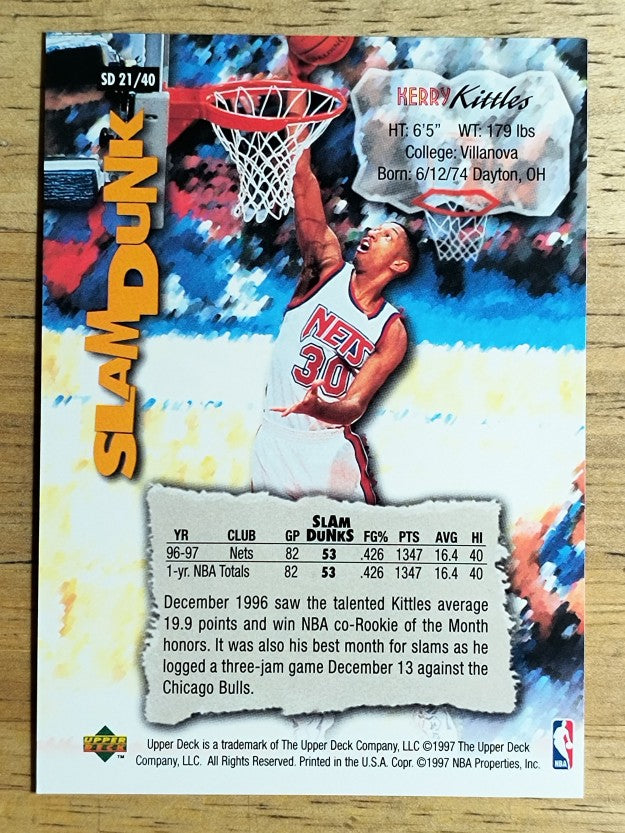 1997 Upper Deck Nestle Slam Dunk #21 Kerry Kittles