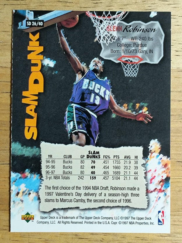 1997 Upper Deck Nestle Slam Dunk #26 Glenn Robinson