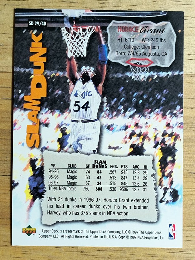 1997 Upper Deck Nestle Slam Dunk #29 Horace Grant