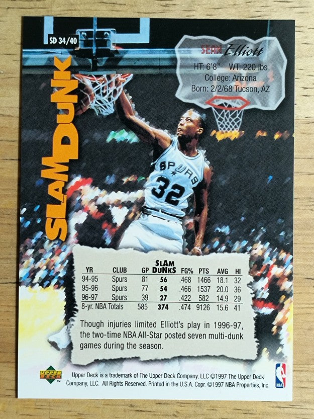1997 Upper Deck Nestle Slam Dunk #34 Sean Elliott