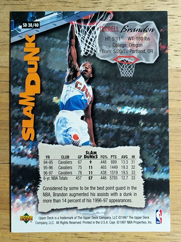 1997 Upper Deck Nestle Slam Dunk #38 Terrell Brandon