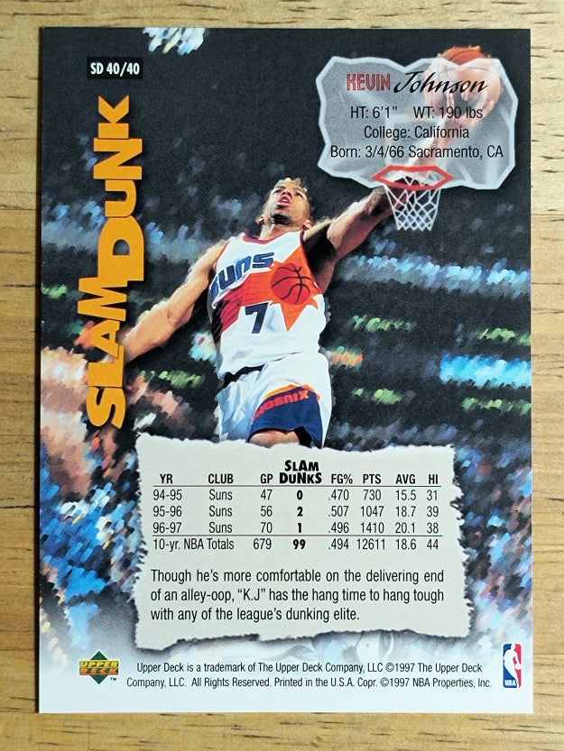 1997 Upper Deck Nestle Slam Dunk #40 Kevin Johnson
