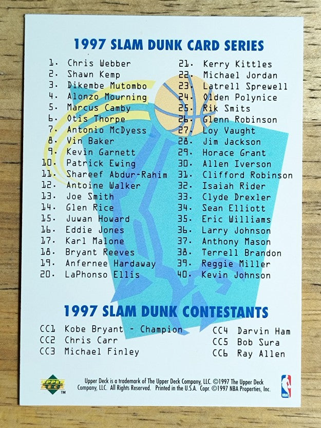 1997 Upper Deck Nestle Slam Dunk #NNO Checklist