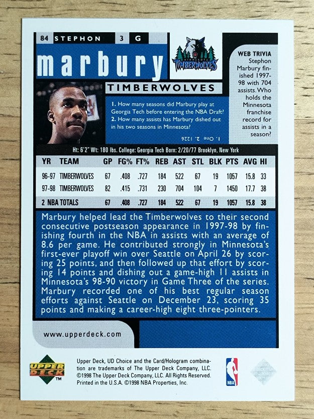 1998-99 UD Choice #84 Stephon Marbury