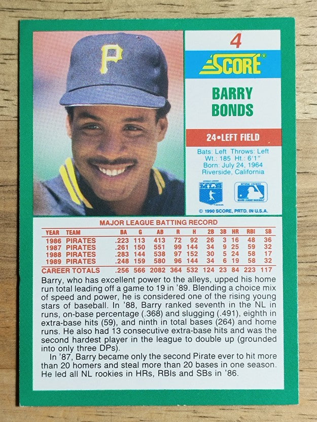 1990 Score #4 Barry Bonds
