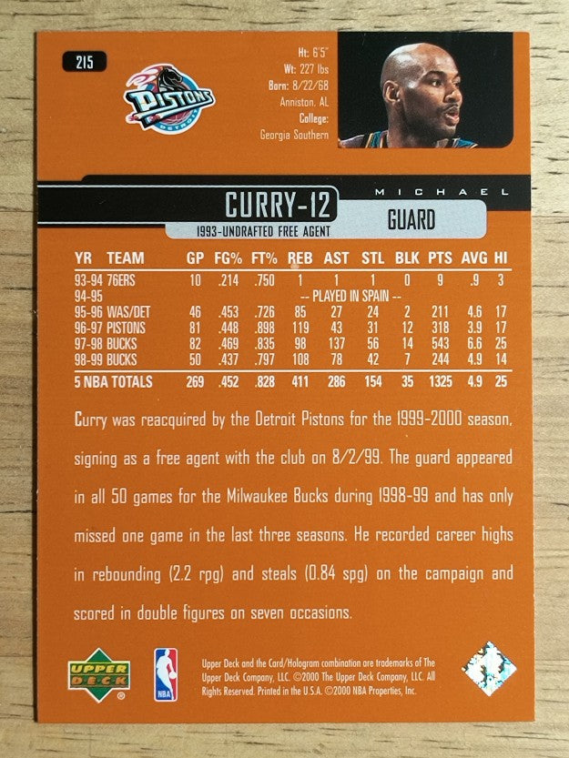1999-00 Upper Deck #215 Michael Curry