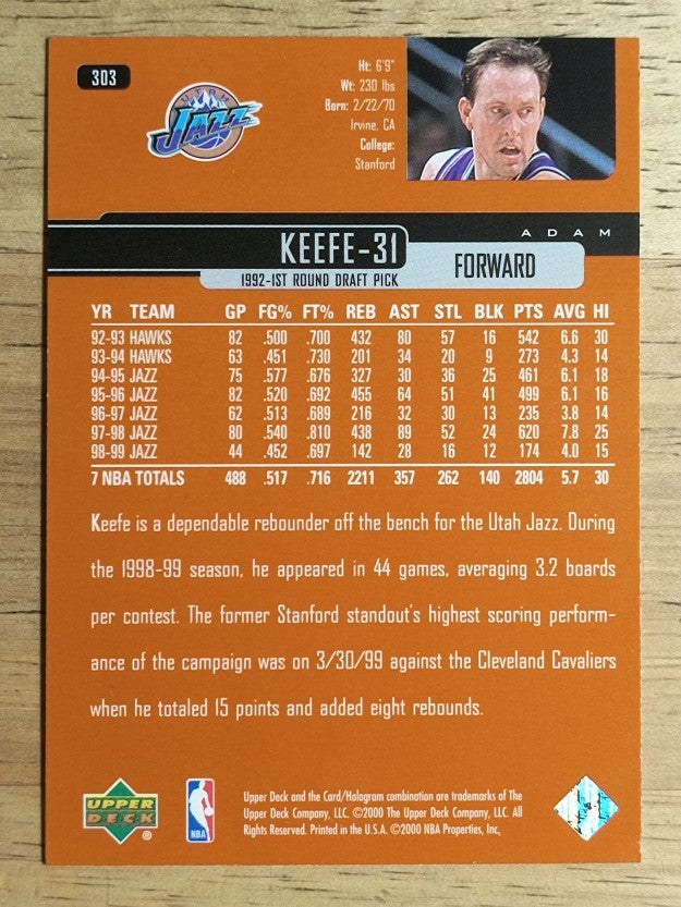 1999-00 Upper Deck #303 Adam Keefe