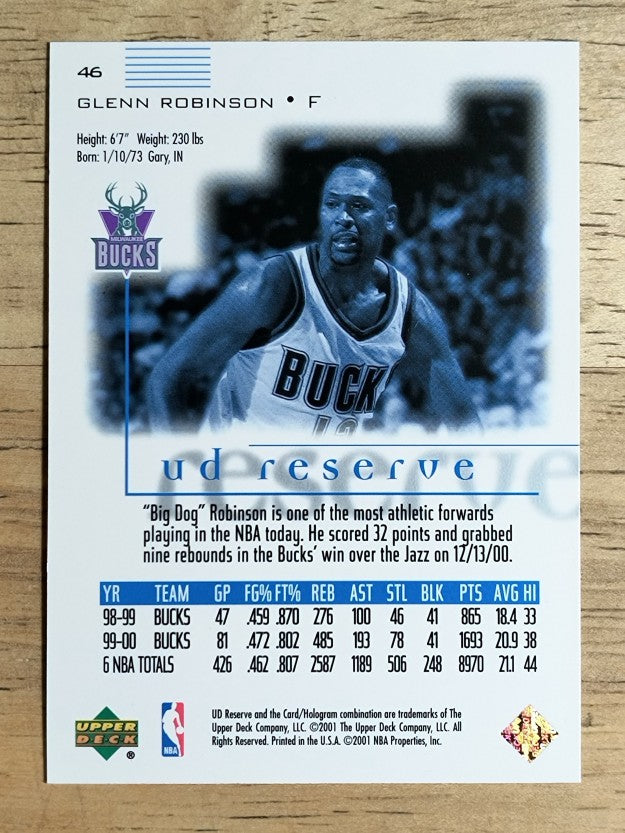 2000-01 UD Reserve #46 Glenn Robinson