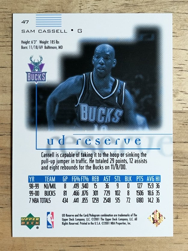 2000-01 UD Reserve #47 Sam Cassell