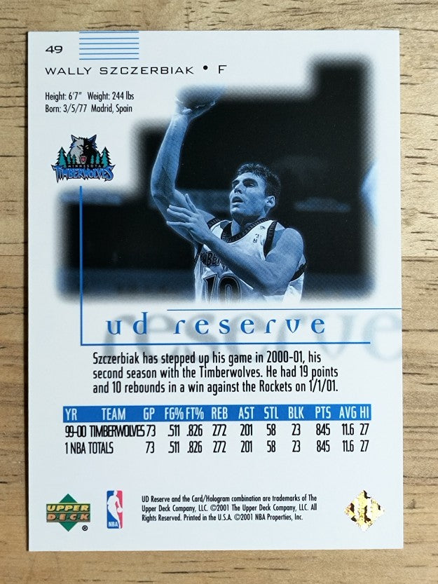 2000-01 UD Reserve #49 Wally Szczerbiak