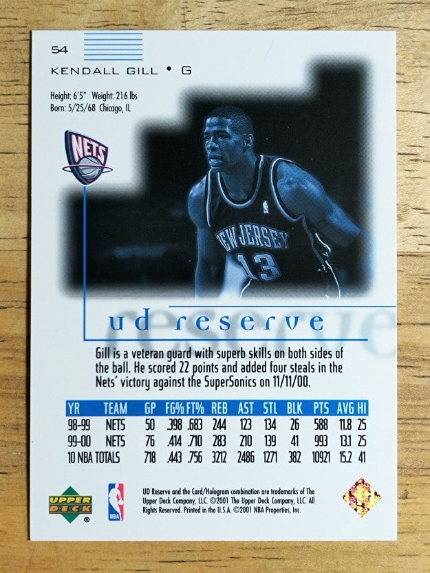 2000-01 UD Reserve #54 Kendall Gill
