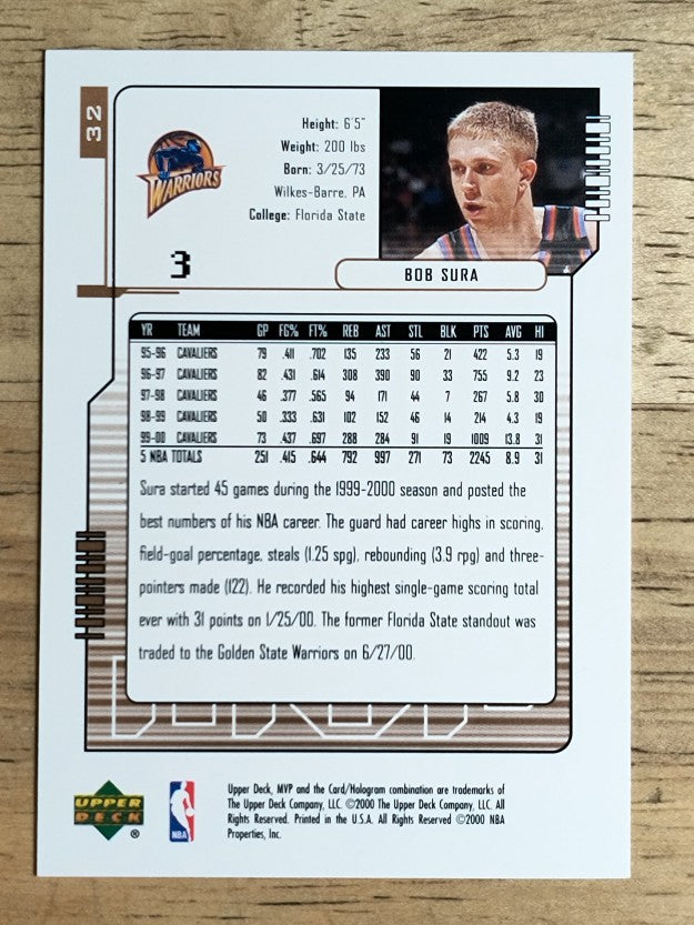 2000-01 Upper Deck MVP #32 Bob Sura