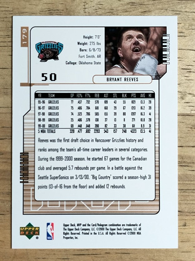 2000-01 Upper Deck MVP #179 Bryant Reeves