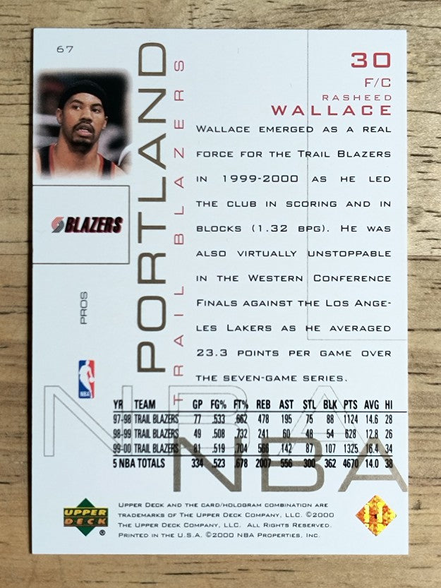 2000-01 Upper Deck Pros and Prospects #67 Rasheed Wallace