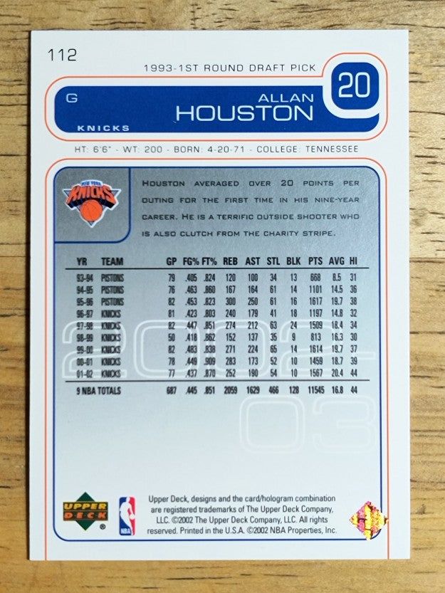 2002-03 Upper Deck #112 Allan Houston