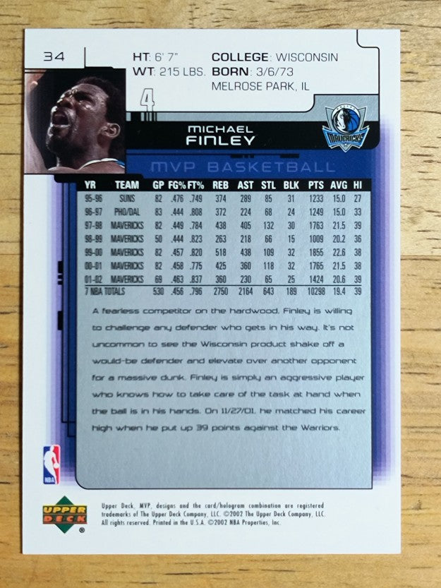 2002-03 Upper Deck MVP #34 Michael Finley