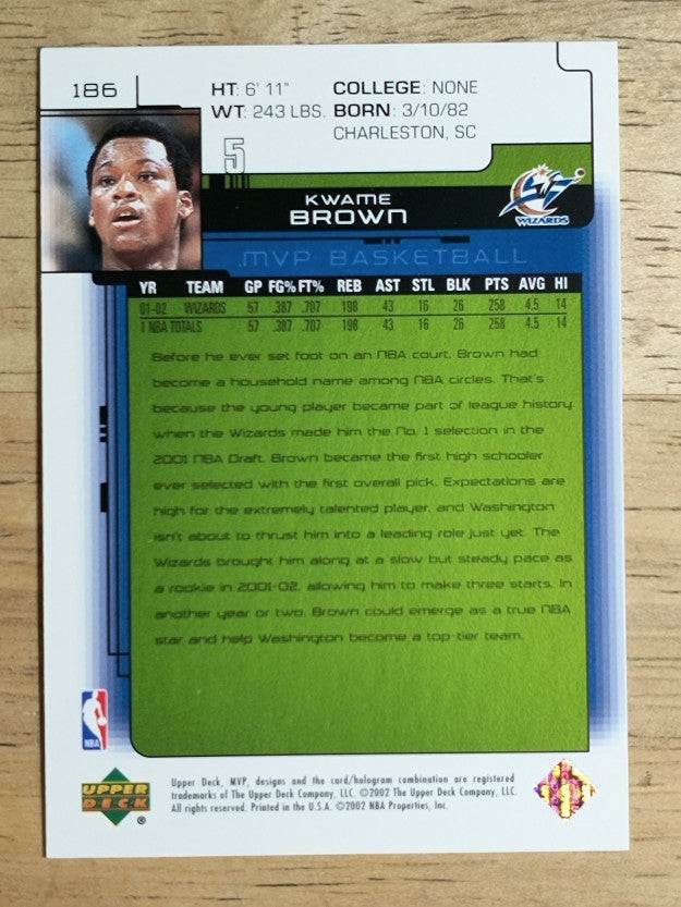 2002-03 Upper Deck MVP Classic #186 Kwame Brown