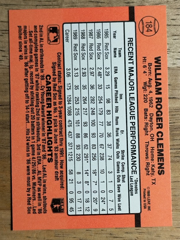 1990 Donruss #184 Roger Clemens