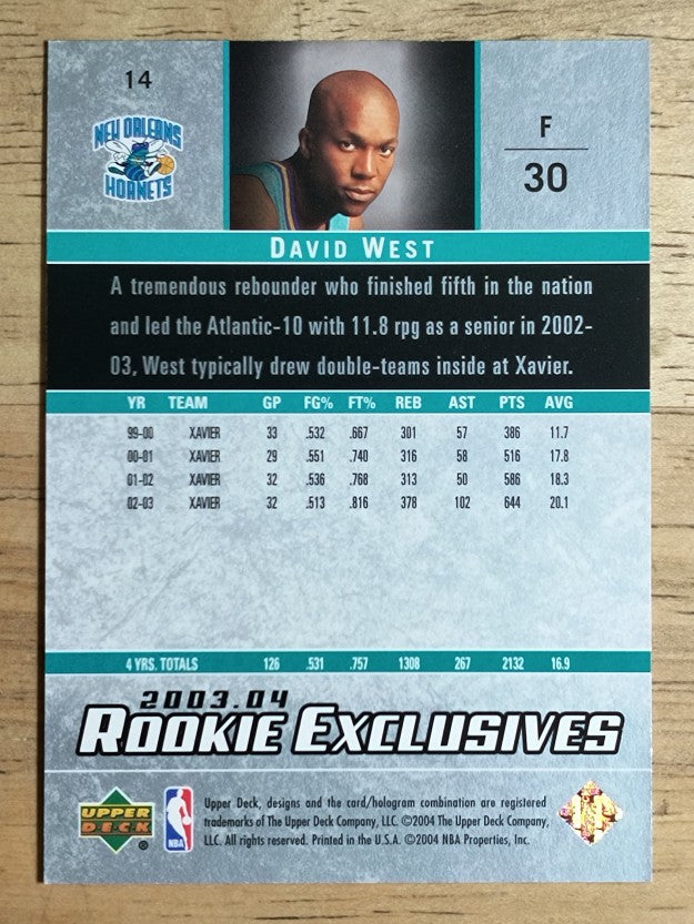 2003-04 Upper Deck Rookie Exclusives #14 David West RC