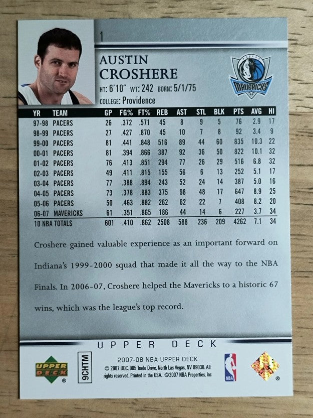 2007-08 Upper Deck #1 Austin Croshere