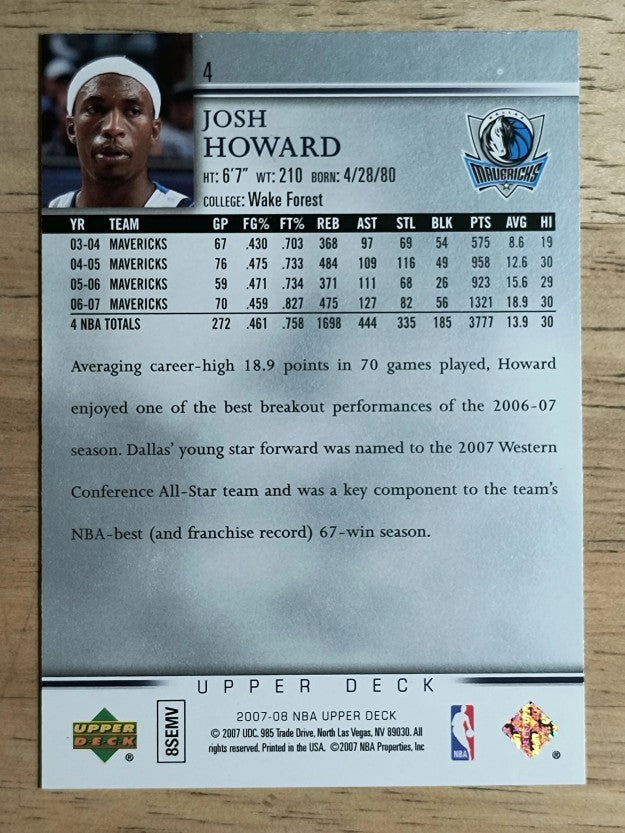 2007-08 Upper Deck #4 Josh Howard