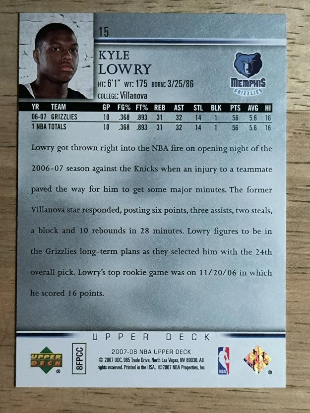 2007-08 Upper Deck #15 Kyle Lowry
