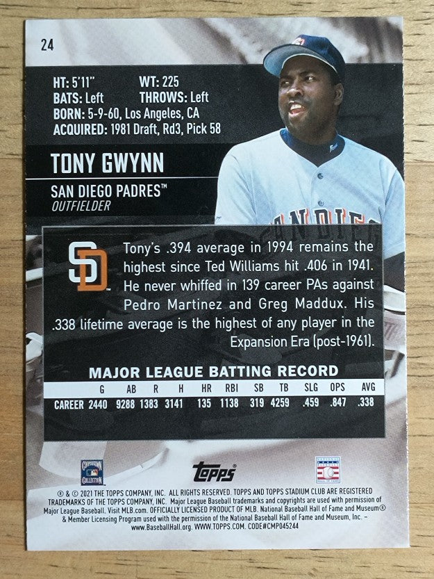 2021 Stadium Club #24 Tony Gwynn