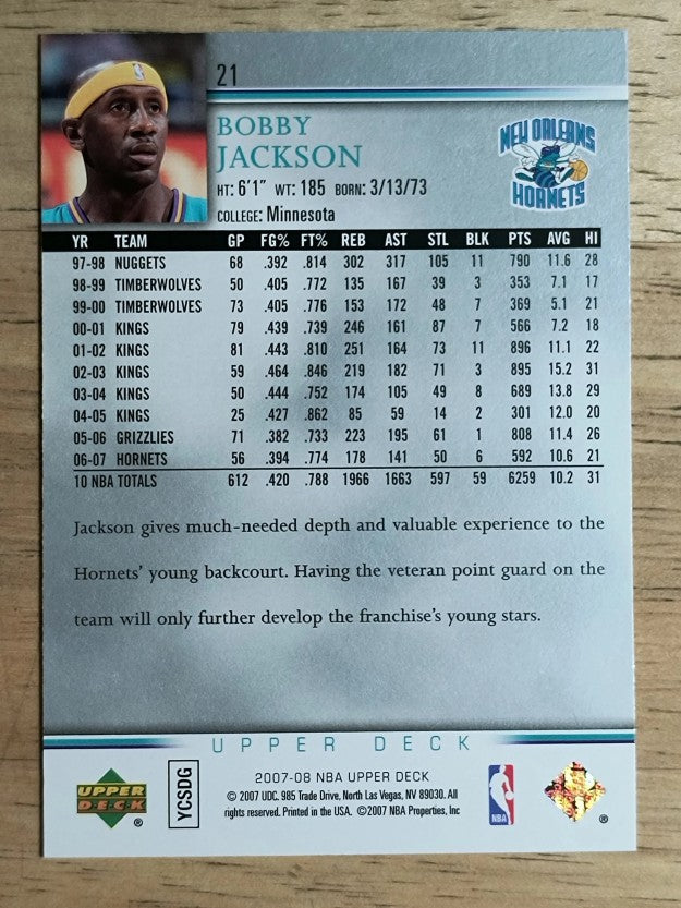 2007-08 Upper Deck #21 Bobby Jackson