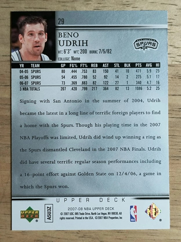 2007-08 Upper Deck #29 Beno Udrih