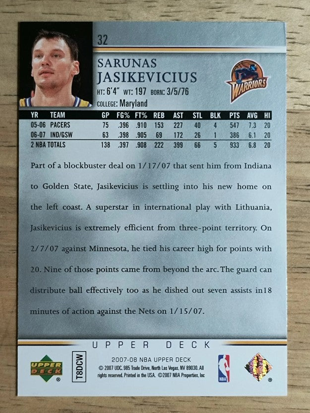 2007-08 Upper Deck #32 Sarunas Jasikevicius