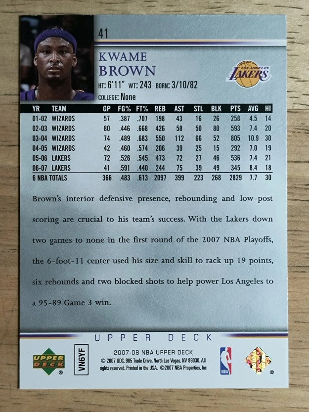2007-08 Upper Deck #41 Kwame Brown