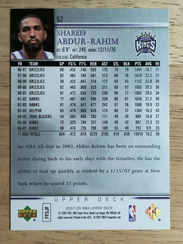 2007-08 Upper Deck #52 Shareef Abdur-Rahim