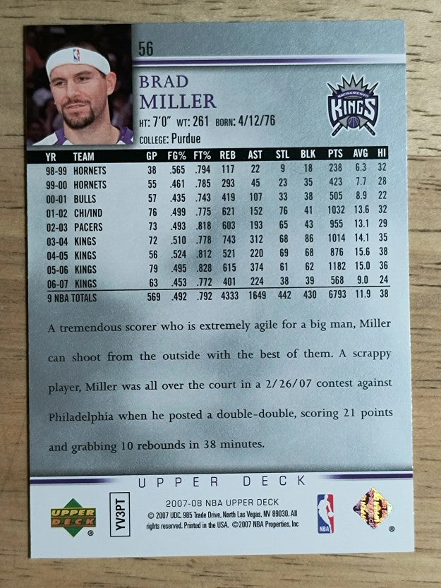2007-08 Upper Deck #56 Brad Miller