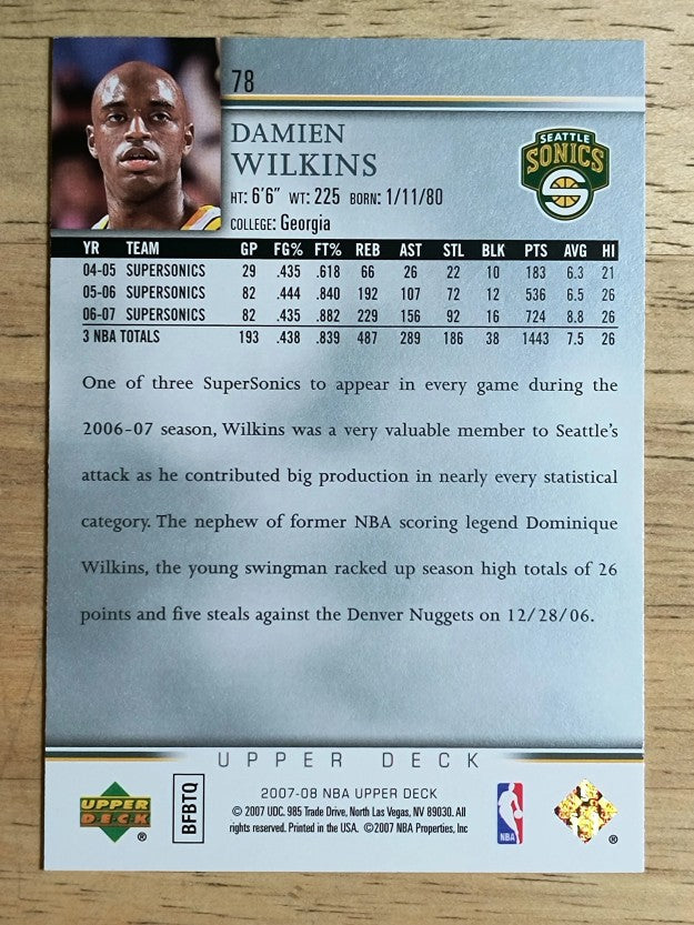 2007-08 Upper Deck #78 Damien Wilkins