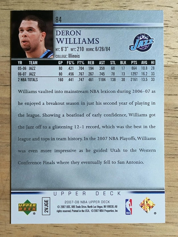 2007-08 Upper Deck #84 Deron Williams