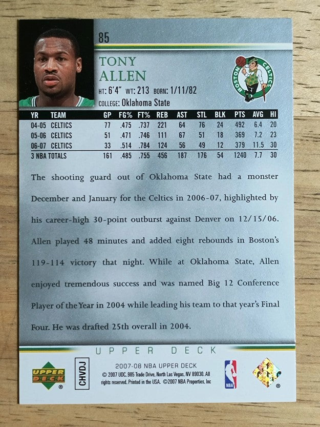 2007-08 Upper Deck #85 Tony Allen
