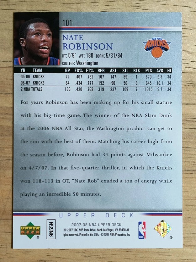 2007-08 Upper Deck #101 Nate Robinson