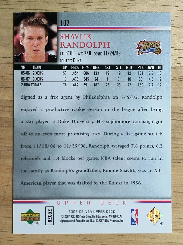 2007-08 Upper Deck #107 Shavlik Randolph