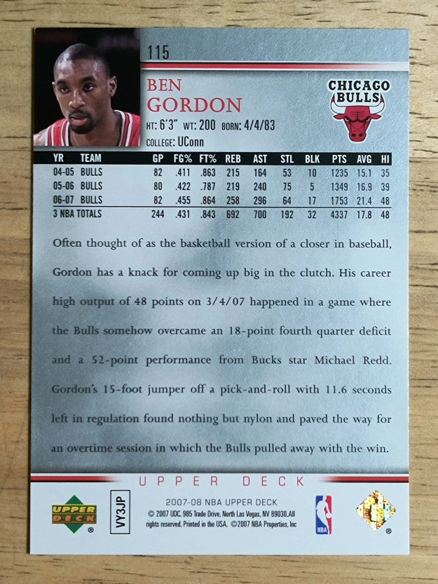 2007-08 Upper Deck #115 Ben Gordon