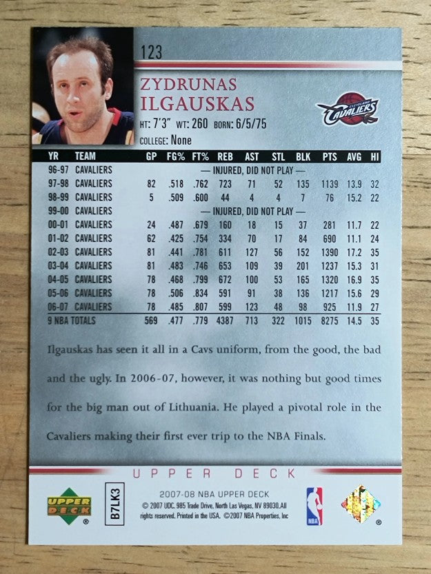 2007-08 Upper Deck #123 Zydrunas Ilgauskas